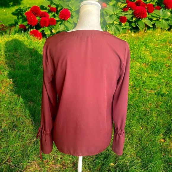 NWOT J. Crew Factory Mercantile Burgundy Red ‘Bow-Sleeve’ Top Size 4 - Picture 13 of 14